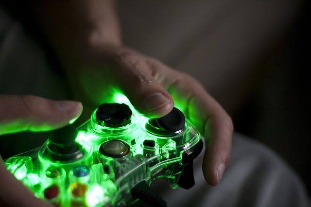 xbox controller with green lights